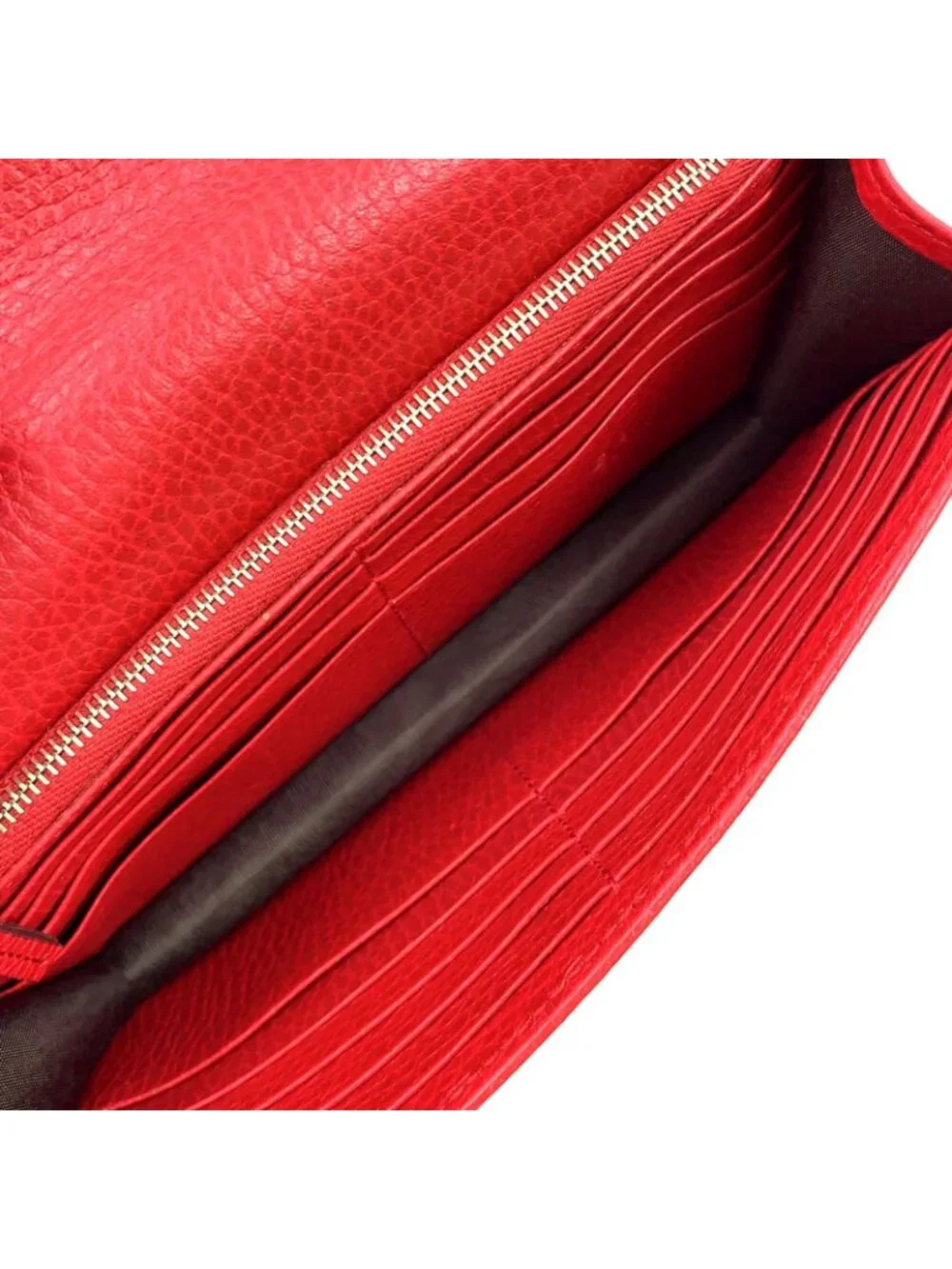 Gucci Interlocking G Logo Leather Red Chain Shoulder Bag Gold